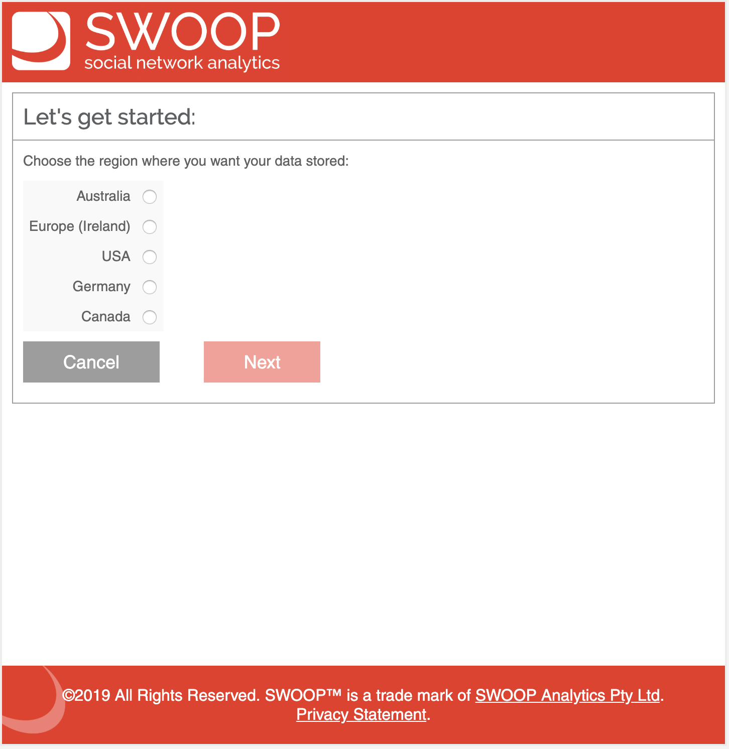 Select location of data